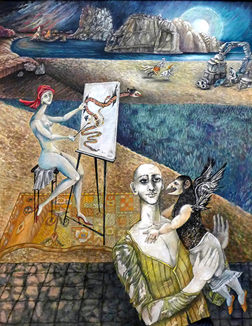 Bele Bachem, Mondreisende mit Porträtistin, 1990 Bele Bachem, Mondreisende mit Porträtistin, 1990